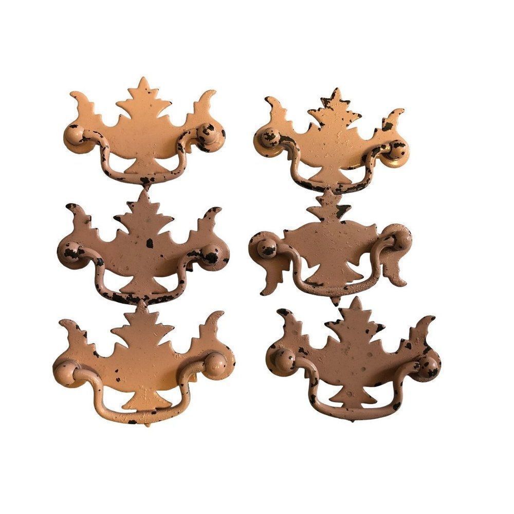 Vintage set of 6 Winged Drawer Drop Pulls